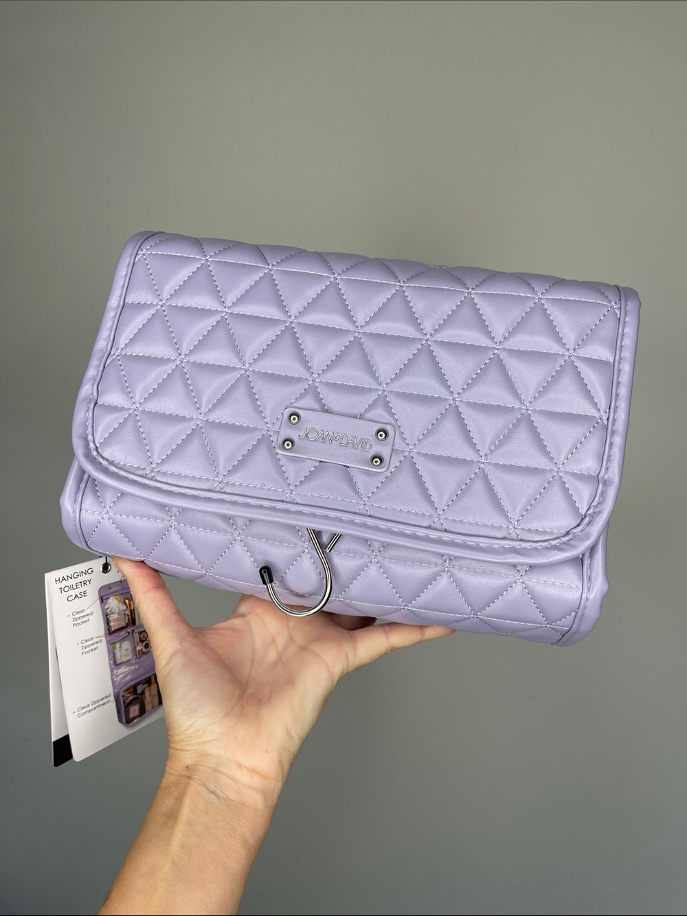 JOAN & DAVID | Quilted Lavender Hanging Toiletry Case | NWT